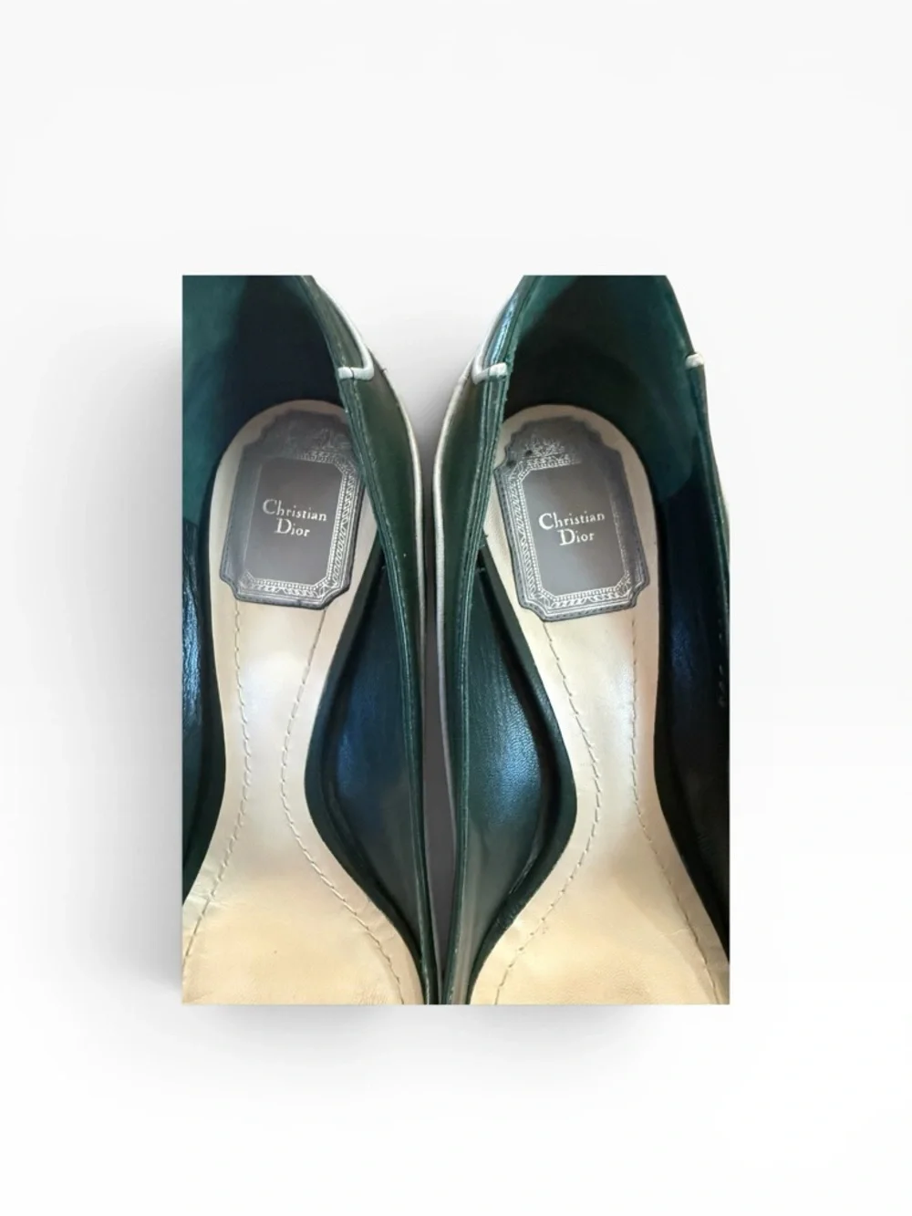 Christian Dior Chromatic  Green Leather Curved Stiletto Pumps EU 38.5 US 8.5